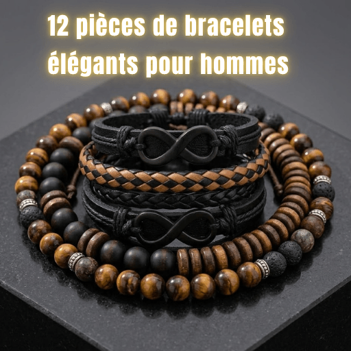 12 pièces de Bracelets élégants pour hommes
